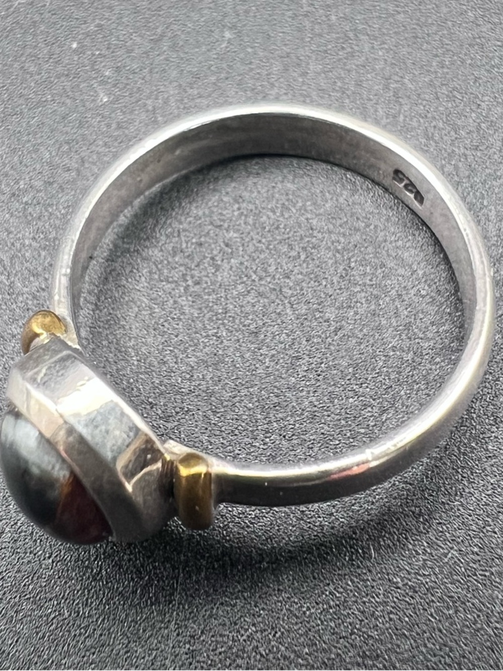 Sterling Silver Pietersite Ring with Brass Accents - Picture 4 of 5